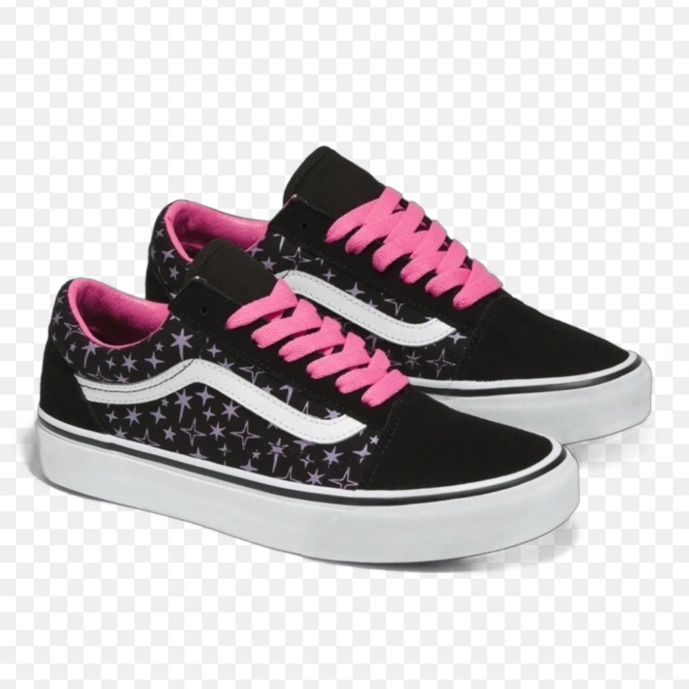 Vans Women's Black and Pink Star Sneakers